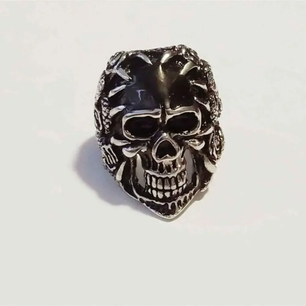 316L stainless steel biker skull ring‎ tarnish resistant size 11